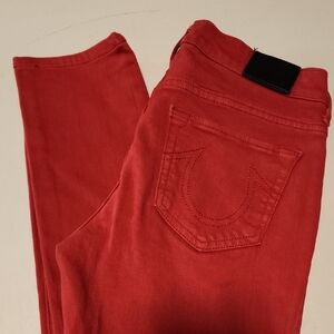 True Religion Vibrant Red Skinny Jeans/capri's